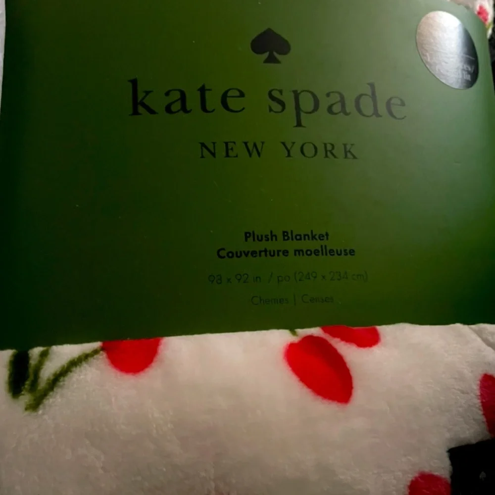 Kate Spade~Plush Blanket 🍒Red Cherry🍒🆕 - Picture 3 of 5